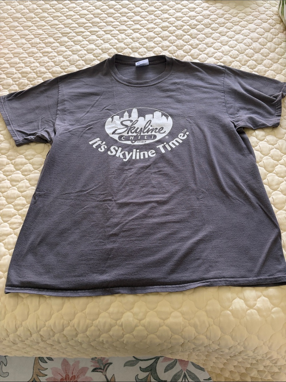 Port and Company Dark Gray Short Sleeve Tee with White Skyline Graphic